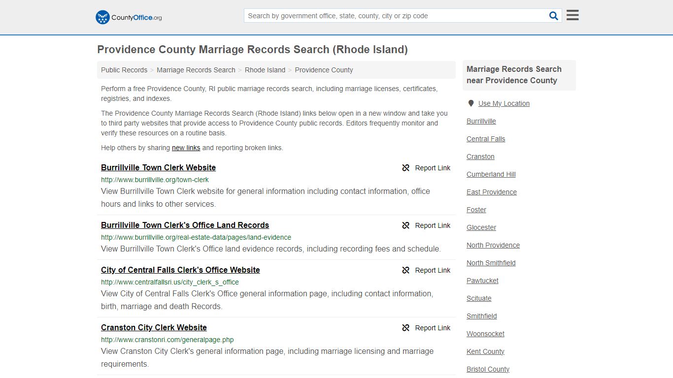 Providence County Marriage Records Search (Rhode Island) - County Office