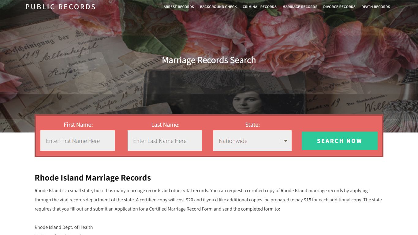 Rhode Island Marriage Records - Public Records